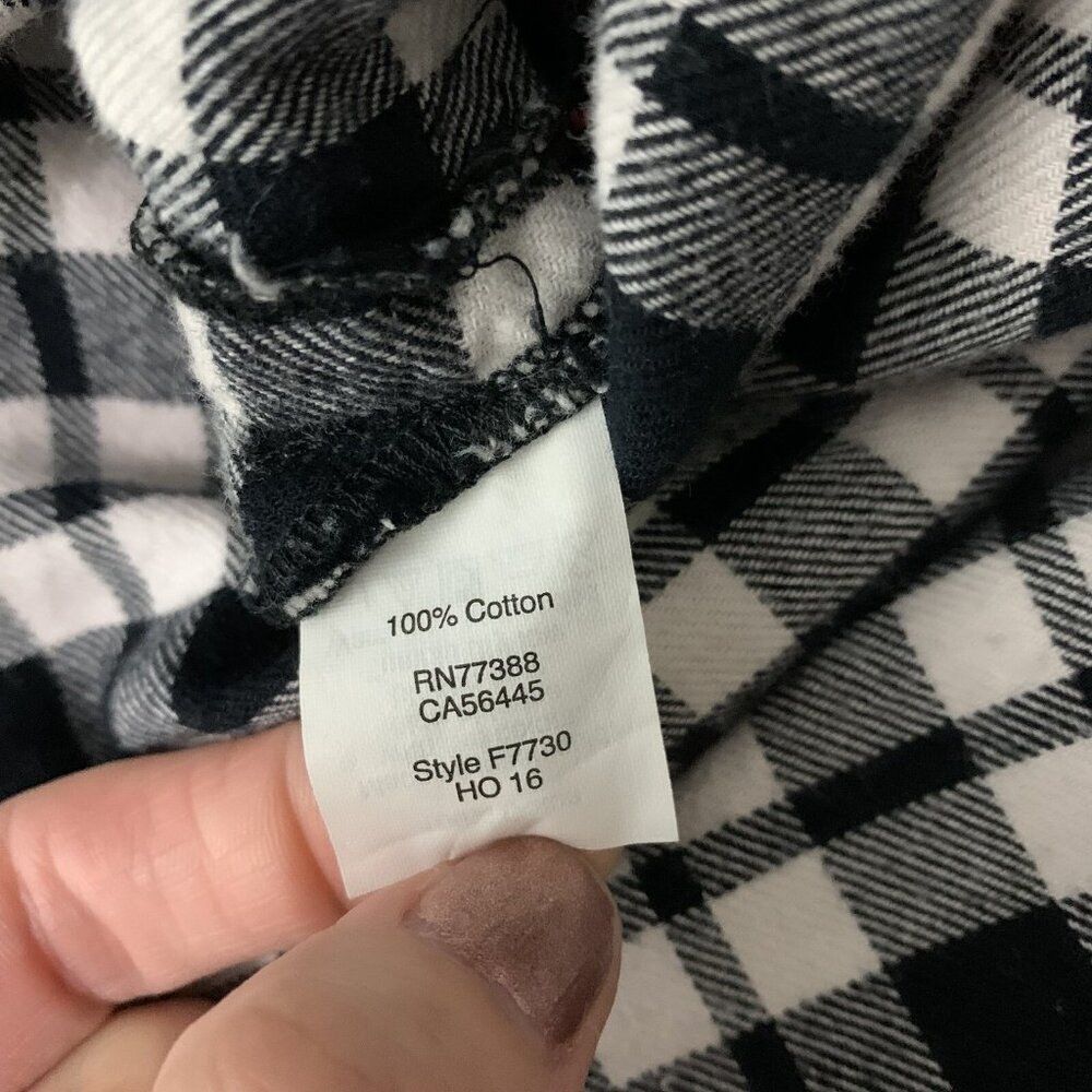 Madewell‎ Plaid Button Down Shirt XS Black White Long Sleeve Workwear Casual - Picture 5 of 5